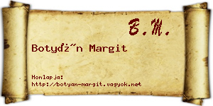 Botyán Margit névjegykártya